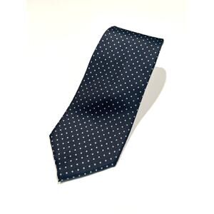 Cerruti 1881 Men's Silk Necktie Italy Navy Blue White Polka Dots JL